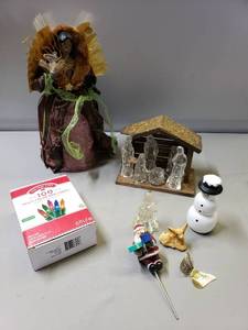 lot 190 image: Christmas Fiber-Optic Angel, Lights, Nativity Set, Decor (Includes NEW In PACKAGE)