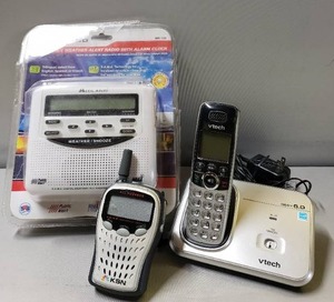 lot 213 image: NEW IN PACKAGE Emergency Weather Alert Radio w Alarm Clock, Handheld Emergency Monitor, VTech Cordless Phone