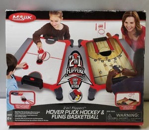 lot 18 image: NEW IN PACKAGE 2 in 1 Flip Game Table Air Hockey & Fling Basketball