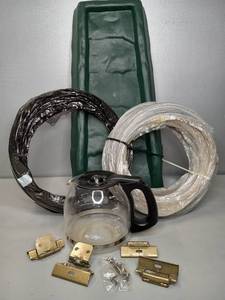 lot 23 image: New Gutter Splash, 12 Cup Mr. Coffee Pot, 4 Cabinet Hinges & Flex Tubing 28 Inches & 13 Feet Long