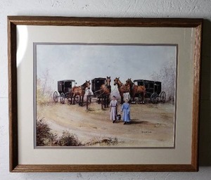 lot 33 image: Amish Painting by Koenig Frame 21x18