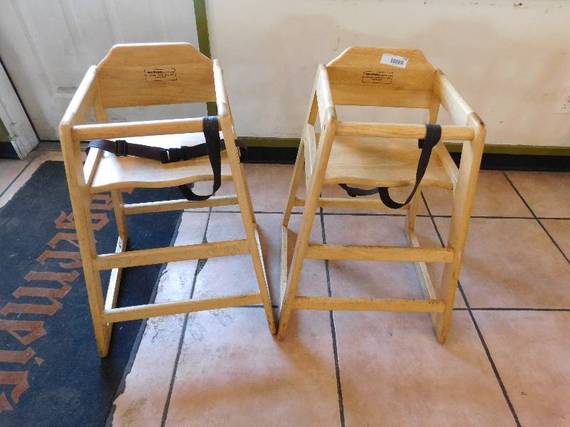 lot 740 image: Lot of 2 Wood High Chairs