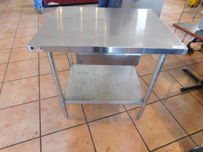 lot 741 image: Stainless Table With Drawer