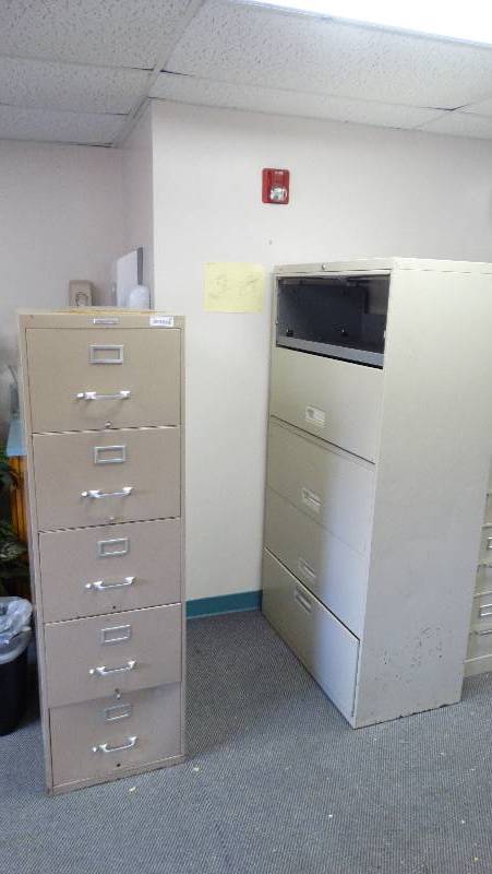 lot 382 image: 2 Filing cabinets 1 - 5 drawers 1 - 5 wide drawers.