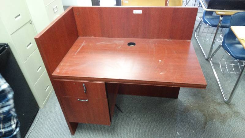 lot 398 image: Small corner wooden computer desk.