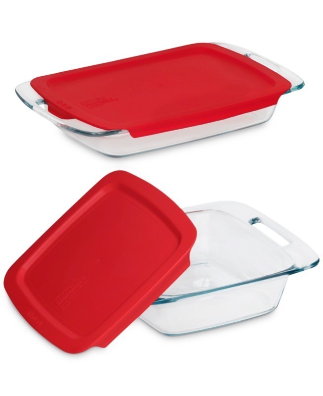 lot 20030 image: Pyrex Easy Grab Baking Dish 4-Pc. Set - lids broken but glassware fine