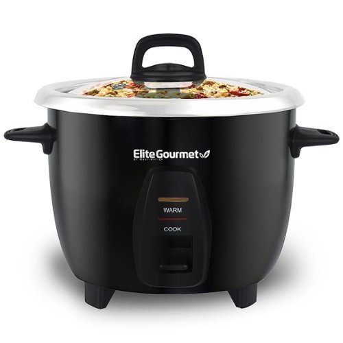 lot 18666 image: Elite Gourmet - 10-Cup Rice Cooker with Stainless Steel Cooking Pot - black