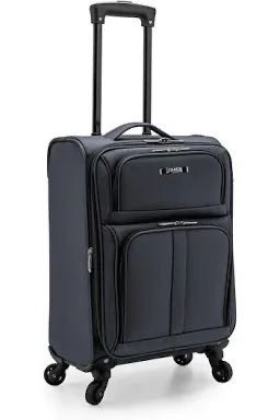 lot 18915 image: U.S. Traveler Anzio Softside Expandable Spinner Luggage, Dark Grey, Carry-on 22-Inch