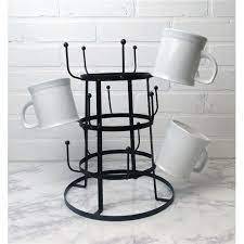 lot 19034 image: Home Traditions 3 Tier Countertop or Pantry Vintage Metal Wire Tree Stand for Coffee Mugs, Glasses, and Cups, 15 Mug Capacity, Rustic Bronze
