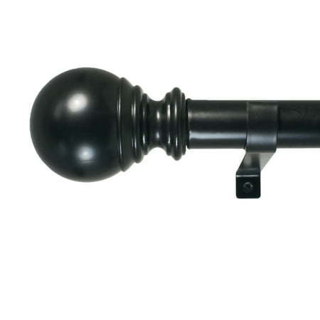 lot 20377 image: Decopolitan 1 Ball Single Curtain Rod 36-72 Black
