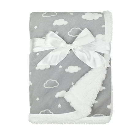 lot 20390 image: American Baby Company Heavenly Soft SherpaChenille Receiving Blanket 3D Cloud Grey 30 x 35 for Boys and Girls