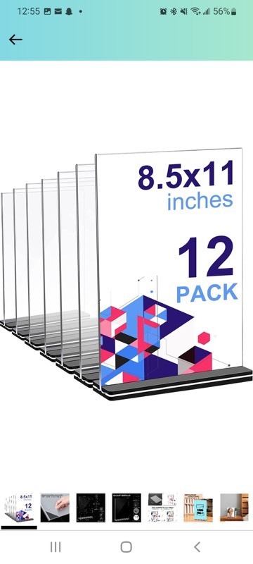 lot 20482 image: 12 Pieces Acrylic Sign Holder 8.5 x 11 Plastic Table Top Display Stand Clear Vertical Double Sided Picture Poster Frames T Shape for Restaurant Menu Office Documents Store Promotions Display