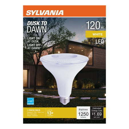lot 20505 image: SYLVANIA Dusk to Dawn PAR38 LED Light Bulb with Auto onoff Light Sensor 14 Watts Efficient 120 Watts Equivalent Indoor and Outdoor 1250 Lumens 3000K White - 1 Pack