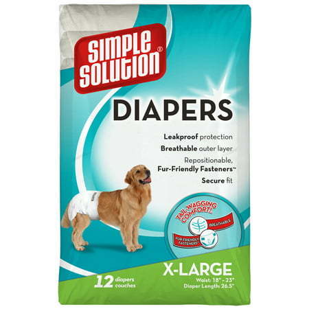 lot 20560 image: Simple Solution Disposable Female Dog Diapers XL 12 Count
