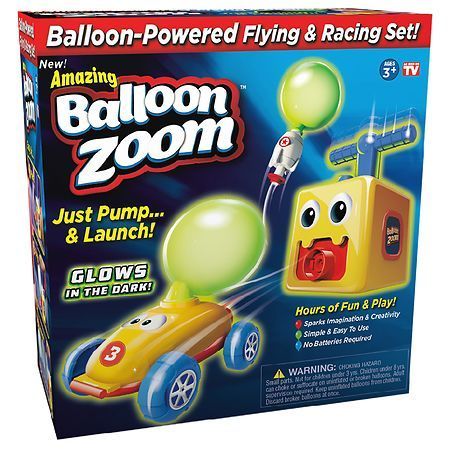 lot 20585 image: Amazing Balloon Zoom Balloon-Powered Flying and Car Racing Toy Set As Seen On TV