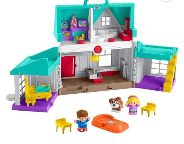 lot 20680 image: ��Fisher-Price Little People Toddler Playhouse, Big Helpers Home, Electronic Musical Playset With 3 Figures And 4 Accessories