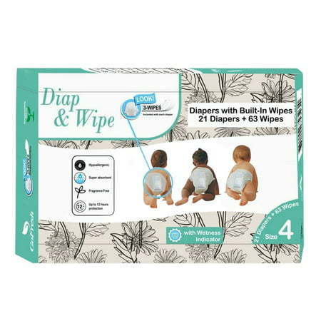 lot 20924 image: GoFresh Baby Diaper with Built-In Wipes Size 4 21 Diapers and 63 Wipes
