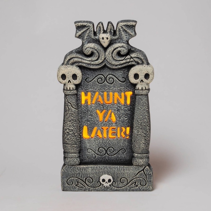 lot 20929 image: Halloween Light Up Haunt Ya Later Foam Tombstone Halloween Decorative Prop - Hyde & EEK Boutique
