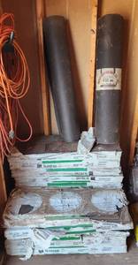 lot 3000 image: Supreme Asphalt Fiberglass Shingles Color Denver Brownwood (12) Unopened and Roofing Paper