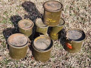 lot 3020 image: 1950s Korean War US Army Reusable Metal Drum Container Storage Cans