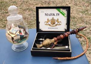 lot 3062 image: Vintage Cigar Box, Pipes and Matches