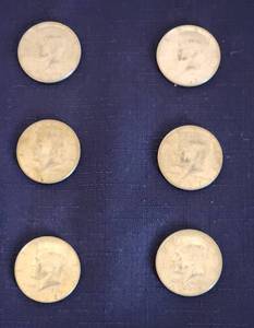 lot 512 image: (6) 1967 Kennedy Half Dollars