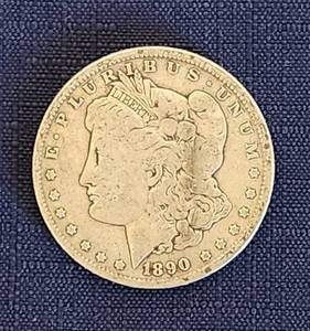 lot 528 image: 1890 O Morgan Silver Dollar