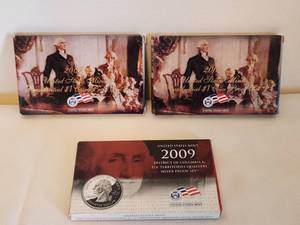 lot 536 image: 2007 and 2008 US Mint Presidential $1 Coin Proof Set, 2009 District of Columbia and US Territories Quarters Silver Proof Set