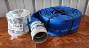 lot 4057 image: New 3x25 PVC Discharge Hose and 3 SQ Hole Strainer