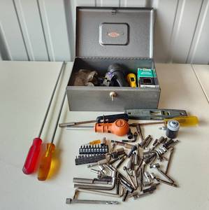 lot 4111 image: Small Craftsman Metal Box and Variety of Tools