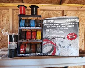 lot 2012 image: Wire on Labeled Rack, Electrical Tape and SIMA SK-200 DC-AC Power Installation Kit