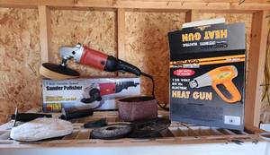 lot 2015 image: Chicago Electric Heat Gun and 7 Variable Speed Sand Polisher with Accessories