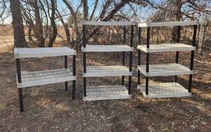 lot 2047 image: (3) Plastic Storage Shelving - 36 x 24 x 56 and 36 x 24 x 37