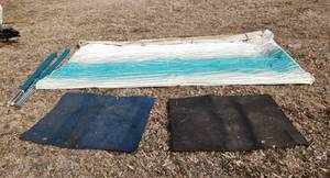 lot 2090 image: (2) Outdoor Rugs, Camper Awning and Poles - 12ft