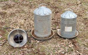 lot 2136 image: Chicken Feeders and Heating Lamp
