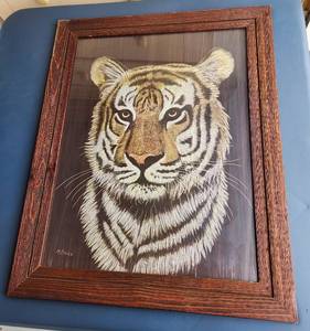 lot 4153 image: Marjorie Brice Tiger Framed Art - 22.5 x 28.5