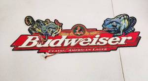 lot 4157 image: Metal Budweiser Sign 12 x 32
