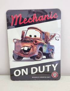 lot 4163 image: Disney Mechanic on Duty Metal Sign NEW IN Package