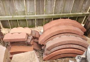 lot 9015 image: Scalloped Red Concrete Curved Edging Stones