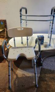 lot 6065 image: Shower Chair, Walker and Wrist Blood Pressure Monitor