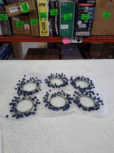 lot 22615 image: 6 Unmatched Berry Candle Rings, Blue