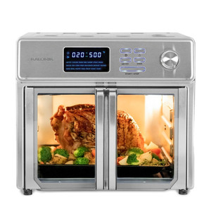 lot 22665 image: Kalorik Stainless Steel Digital Air Fryer Oven, 26 Quart, Model AF-250AD2. Plus Recipe Book. Powers On Not Fully Tested.