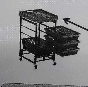 lot 22710 image: Oasisspace 4 Drawer Mesh Organizer with Wood Top
