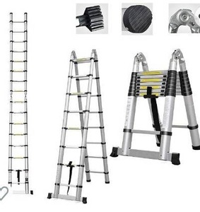 lot 22718 image: Telescoping Ladder A Frame 8FT2.5M Straight Ladders 16.5ft Folding Extension Step Ladders Aluminum Compact Retractable