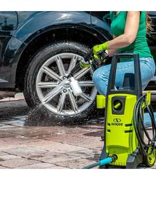 lot 22721 image: Sun Joe SPX2003 2000 PSI Max Electric Pressure Washer w Quick Change Lance, wheel is broken off and missing