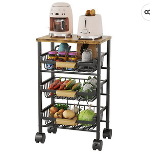 lot 22751 image: Foldable Kitchen Cart. MAY DIFFER FROM STOCK PHOTO
