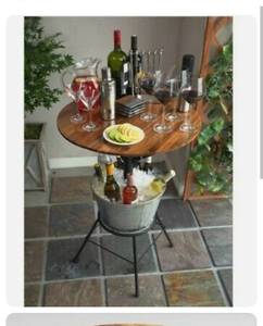 lot 22767 image: Round Outdoor Bar Table with Ice Bucket, table color differs from stock photo, possibly missing hardware, not fully inspected