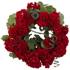 lot 41 image: Nearly Natural 20 in. Geranium Wreath