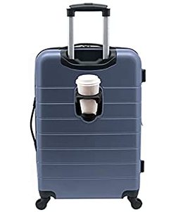 lot 52 image: Wrangler Smart Luggage Set with Cup Holder and USB Port, Navy Blue, 20-Inch Carry-On (B07SLG6WZ2) (Damaged Corner)