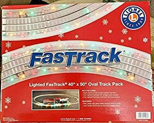lot 1687 image: Lionel Lighted FasTrack Electric O Gauge, Illuminated 40x50 Oval Track Pack (B086P6FQ7N)